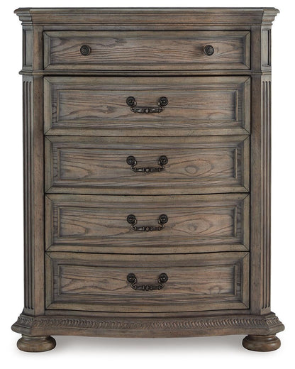 Ardenfield Queen Upholstered Sleigh Bed, Dresser, Mirror, Chest and Nightstand