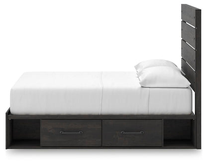 Hollivern Full Panel Bed with Storage, Dresser and Mirror
