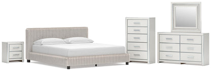 Zuraleus California King Upholstered Bed, Dresser, Mirror, Chest and Nightstand