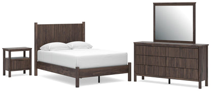Pamytta Full Panel Platform Bed, Dresser, Mirror and Nightstand