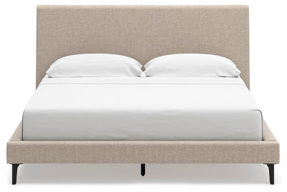 Cielden California King Upholstered Bed with Roll Slats, Dresser, Mirror and Nightstand