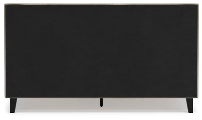 Cielden California King Upholstered Bed with Roll Slats, Dresser, Mirror and Nightstand