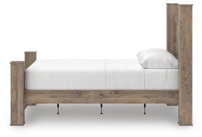Rusticott Queen Poster Bed with Mirrored Dresser