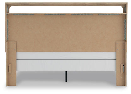 Kinlanni King Upholstered Panel Bed, Dresser and Mirror