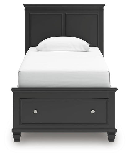 Lanolee Twin Panel Storage Bed, Dresser, Mirror and Nightstand