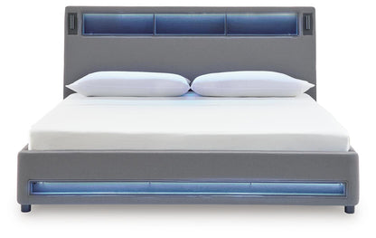 Verishaw King Upholstered Bed with Wireless Audio