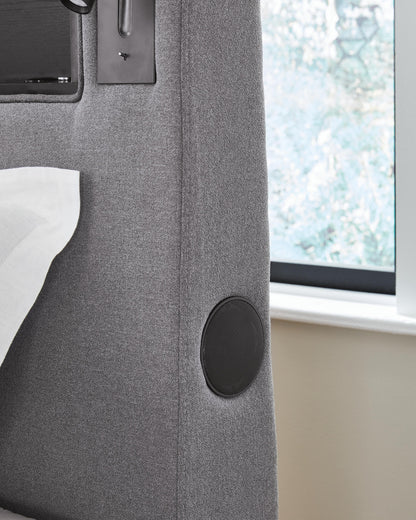 Verishaw Twin Upholstered Bed with Wireless Audio
