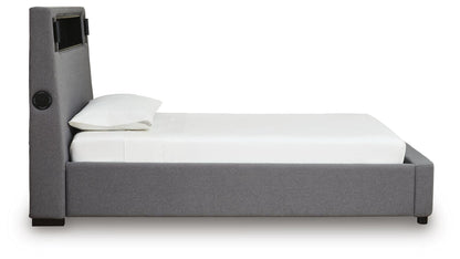 Verishaw Twin Upholstered Bed with Wireless Audio