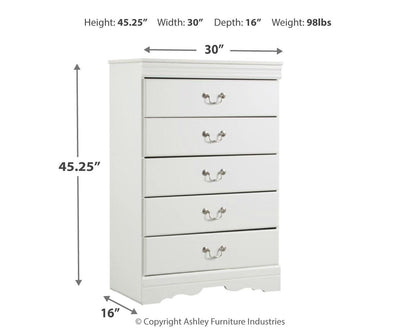 Anarasia Full Sleigh Headboard, Dresser, Mirror, Chest and Nightstand