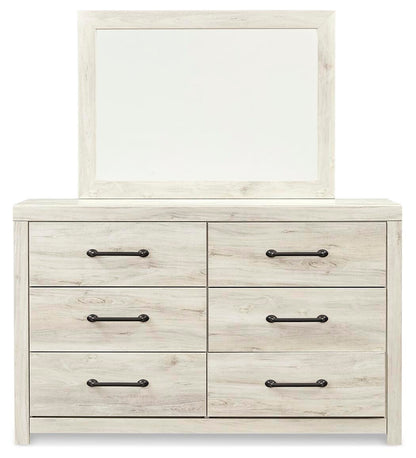 Cambeck King Panel Bed with 2 Storage Drawers with Mirrored Dresser, Chest and Nightstand