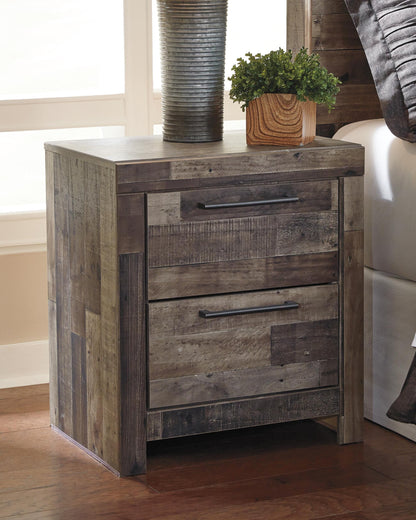 Derekson Full Panel Headboard Bed with Mirrored Dresser, Chest and Nightstand