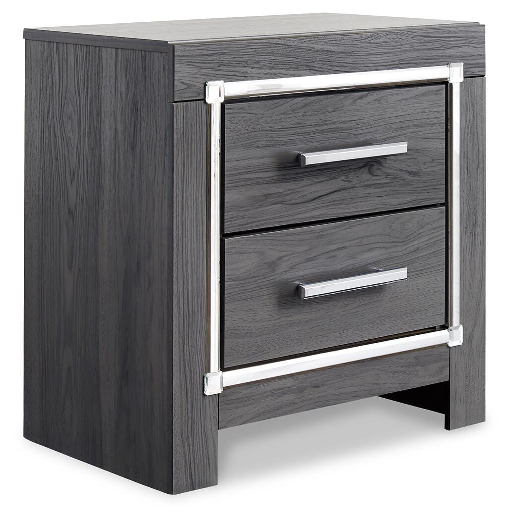 Lodanna Full Upholstered Panel Headboard Bed with Mirrored Dresser, Chest and Nightstand