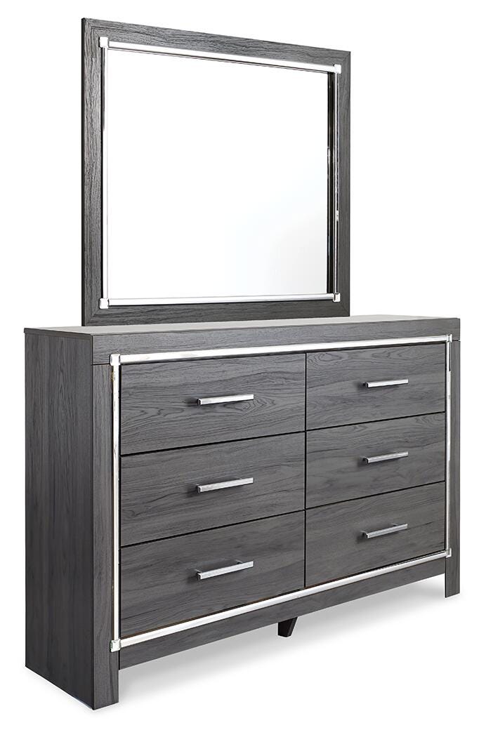 Lodanna Full Upholstered Panel Headboard Bed with Mirrored Dresser