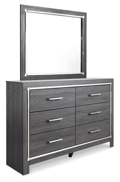 Lodanna Full Upholstered Panel Headboard Bed with Mirrored Dresser
