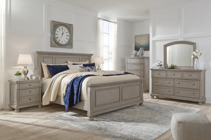 Lettner King Panel Bed with Mirrored Dresser