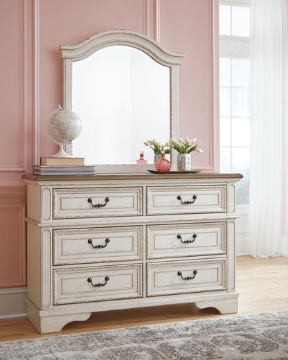 Realyn Twin Panel Bed with Mirrored Dresser