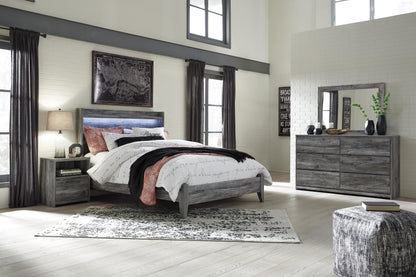 Baystorm Queen Panel Bed with Mirrored Dresser and Nightstand