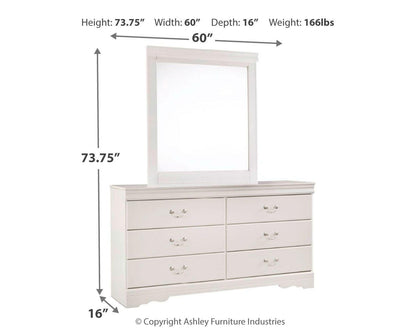Anarasia Queen Sleigh Bed with Mirrored Dresser and Nightstand