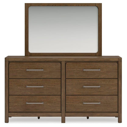 Cabalynn California King Panel Bed with Storage with Mirrored Dresser and Nightstand