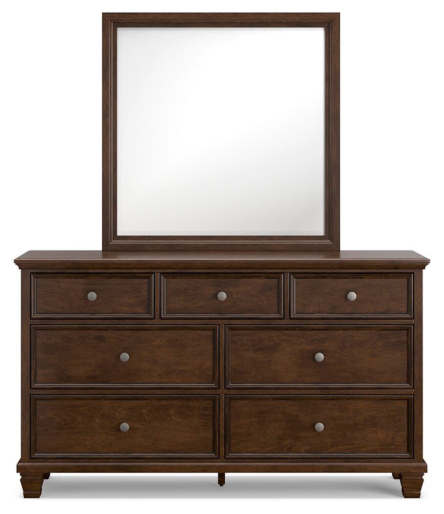 Danabrin Full Panel Bed with Mirrored Dresser, Chest and Nightstand