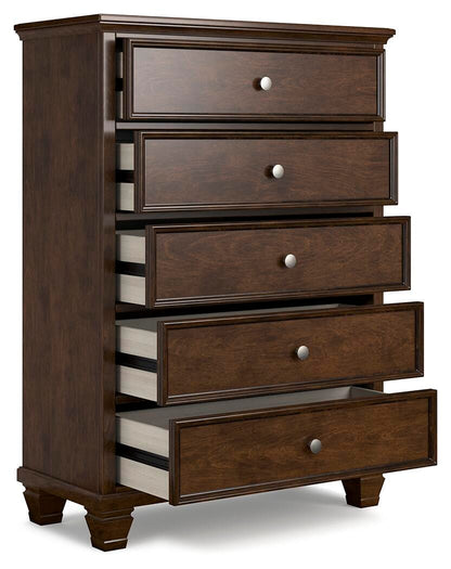 Danabrin Full Panel Bed with Mirrored Dresser, Chest and Nightstand