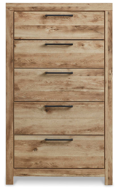 Hyanna Full Panel Bed with 2 Side Storage, Dresser, Mirror, Chest and Nightstand