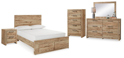 Hyanna Full Panel Storage Bed, Dresser, Mirror, Chest and Nightstand