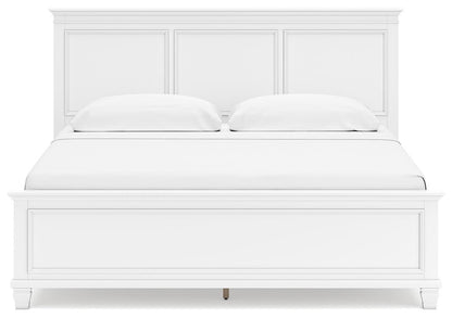 Fortman King Panel Bed with Mirrored Dresser, Chest and Nightstand