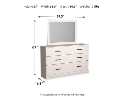 Stelsie Twin Panel Bed with Mirrored Dresser