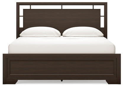 Covetown California King Panel Bed, Dresser, Mirror, Chest and Nightstand