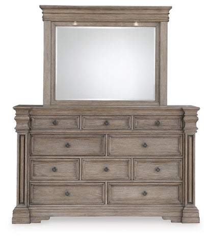 Blairhurst California King Panel Bed with Mirrored Dresser