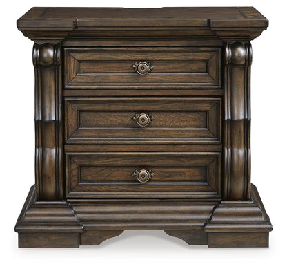 Maylee King Upholstered Bed, Dresser, Mirror, Chest and Nightstand
