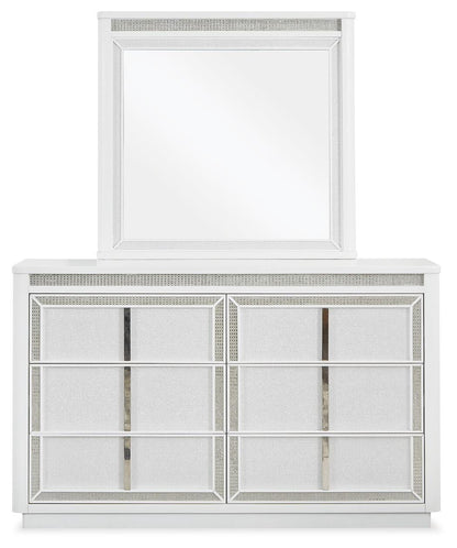 Chalanna Queen Upholstered Storage Bed, Dresser, Mirror, Chest and Nightstand