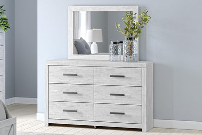Cayboni Twin Panel Bed with Mirrored Dresser