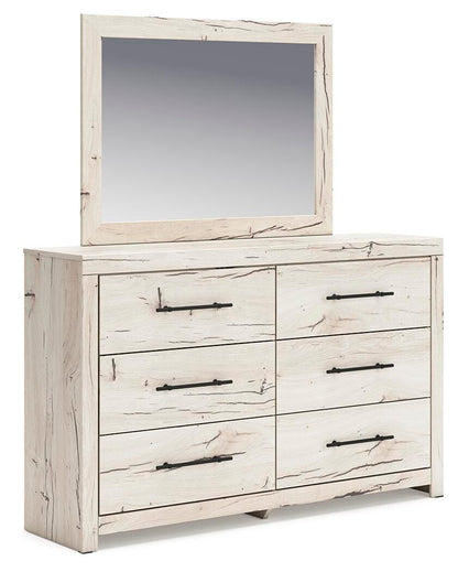 Lawroy King Panel Bed with Storage, Dresser, Mirror and Nightstand