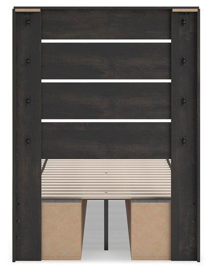 Hollivern Twin Panel Bed with Storage, Dresser, Mirror, Chest and Nightstand