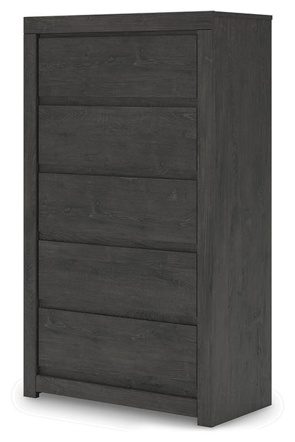 Fraluna King Panel Bed, Dresser, Mirror, Chest and Nightstand