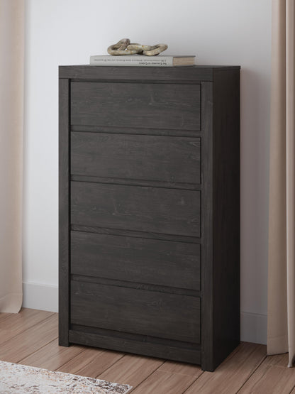 Fraluna King Panel Bed, Dresser, Mirror, Chest and Nightstand