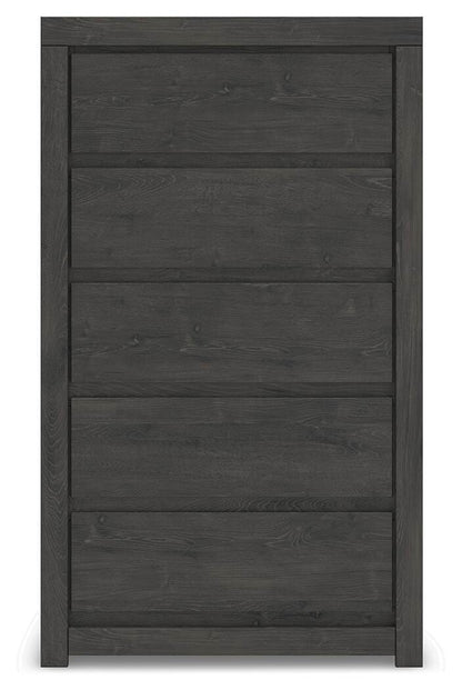 Fraluna King Panel Storage Bed, Dresser, Mirror, Chest and Nightstand