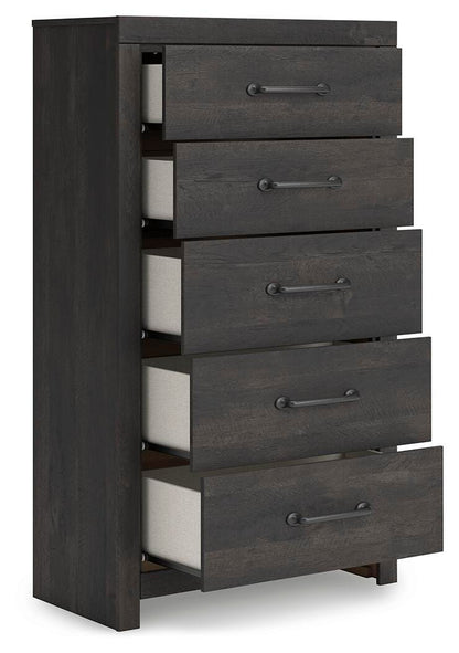 Hollivern Twin Panel Bed, Dresser, Mirror, Chest and Nightstand