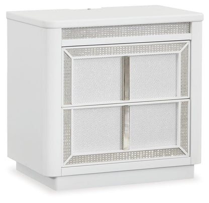 Chalanna King Upholstered Storage Bed, Dresser, Mirror and Nightstand