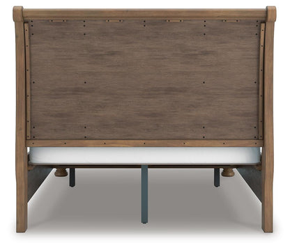 Feddinger Queen Storage Sleigh Bed with Mirrored Dresser