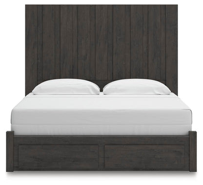 Fraluna King Panel Storage Bed, Dresser, Mirror and Nightstand
