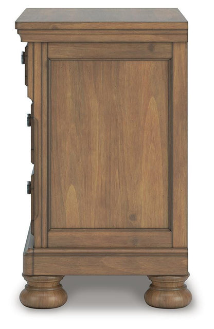 Feddinger California King Storage Sleigh Bed with Mirrored Dresser, Chest and Nightstand