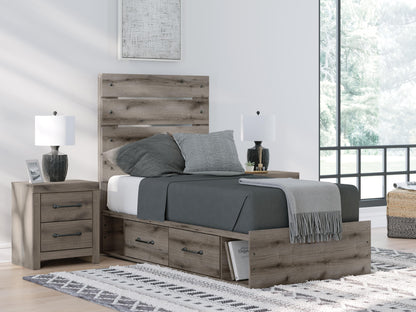 Graystorm Twin Panel Storage Bed, Dresser, Mirror and Nightstand