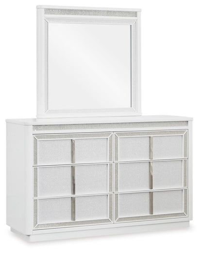 Chalanna King Upholstered Storage Bed, Dresser and Mirror