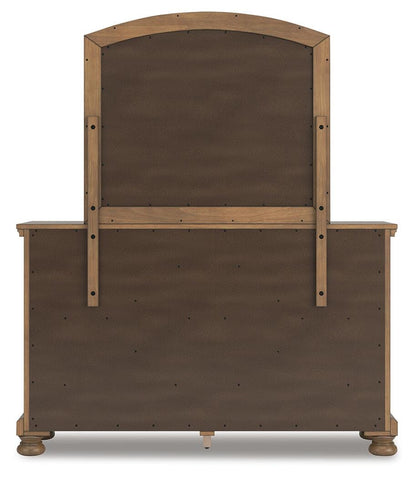 Feddinger King Storage Sleigh Bed with Mirrored Dresser and Nightstand