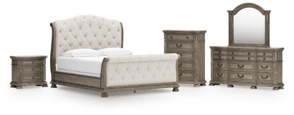 Ardenfield California King Upholstered Sleigh Bed, Dresser, Mirror, Chest and Nightstand