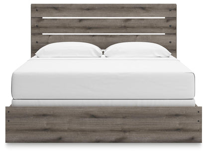 Graystorm King Panel Bed, Dresser, Mirror, Chest and Nightstand