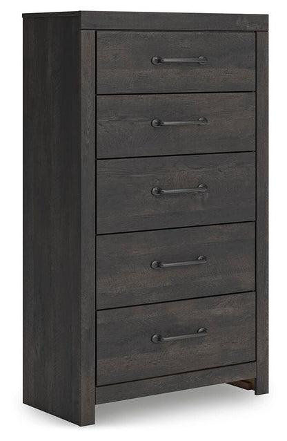 Hollivern Full Panel Bed with Storage, Dresser, Mirror, Chest and Nightstand